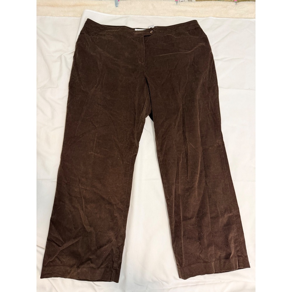 Jones & Co Essentials Woman Brown Corduroy Stretch Pants 20W Straight Leg 59050